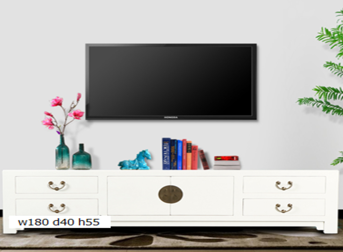 02 Custom make white 4drawer 2door low TV sideboard