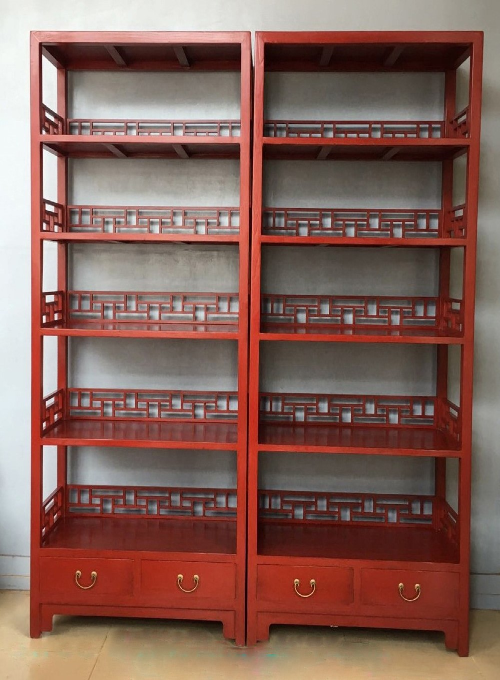 04 Custom make red 5tier & 2drawer display cabinet 