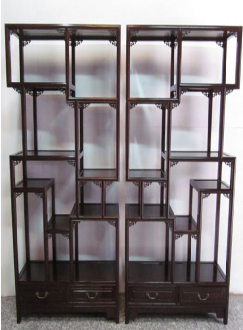 01 Custom make brown treasures display shelf