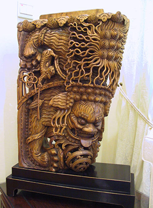 02 Carved lion pair
