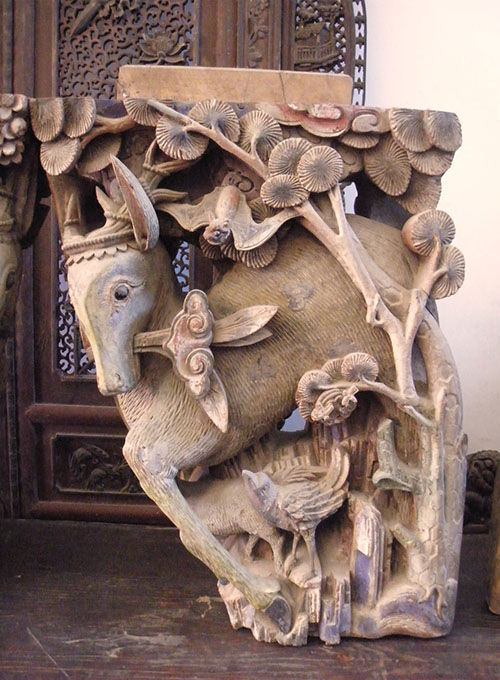 03 Antique Carved Nuidui Deer Pair