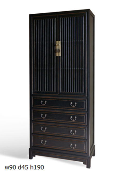 18 Custom make black 4drawer & 2 lattice door big cabinet