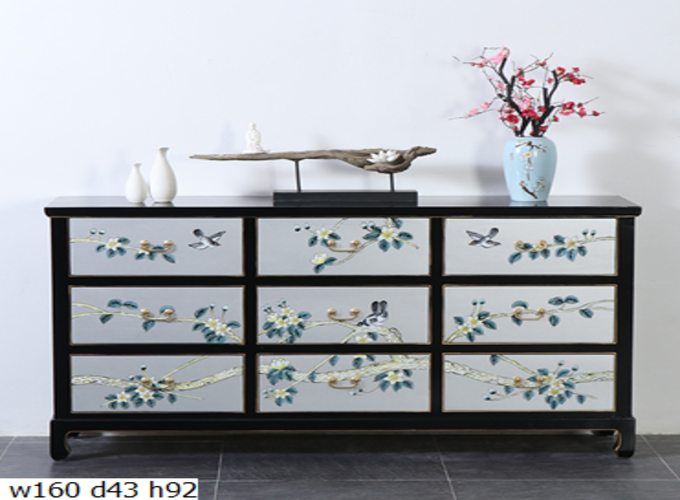 24 Custom make 2tone (black&silver) floral 9drawer sideboard