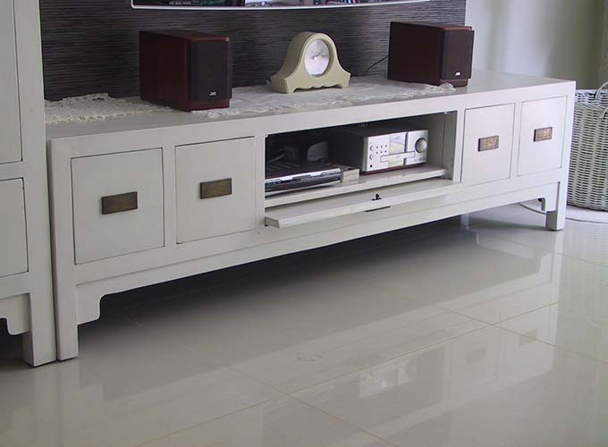 03 Custom make white low TV sideboard