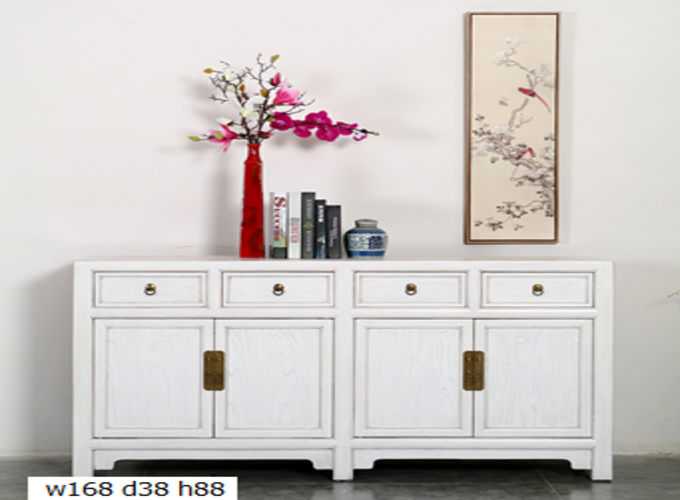 17 Custom make white 4drawer & 4door high sideboard