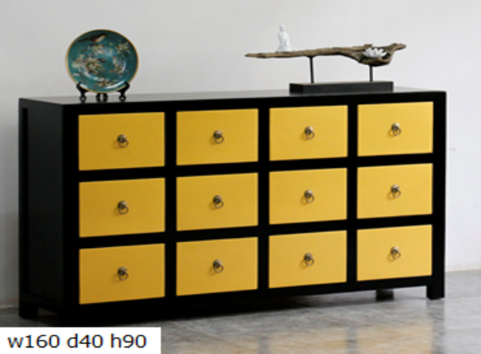 08 Custom make 2tone (black/gold) 12drawer high sideboard