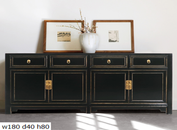 14 Custom make black 4drawer & 4door high sideboard