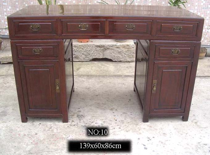 04 Antique 6 drawers 2 doors writing table