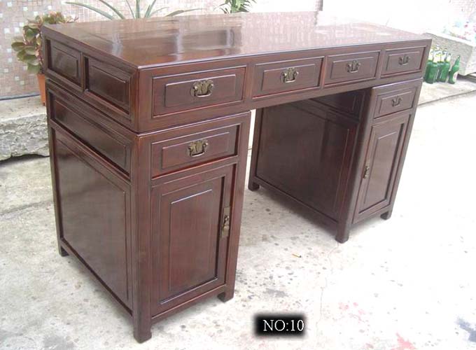 04 Antique 6 drawers 2 doors writing table